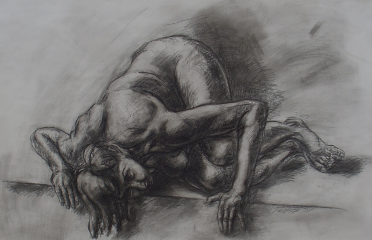 Portrait et dessin de nu. Dessin de nu d'apr&egrave;s mod&egrave;le vivant. Dessin d'une femme. Par Christophe GABRIEL